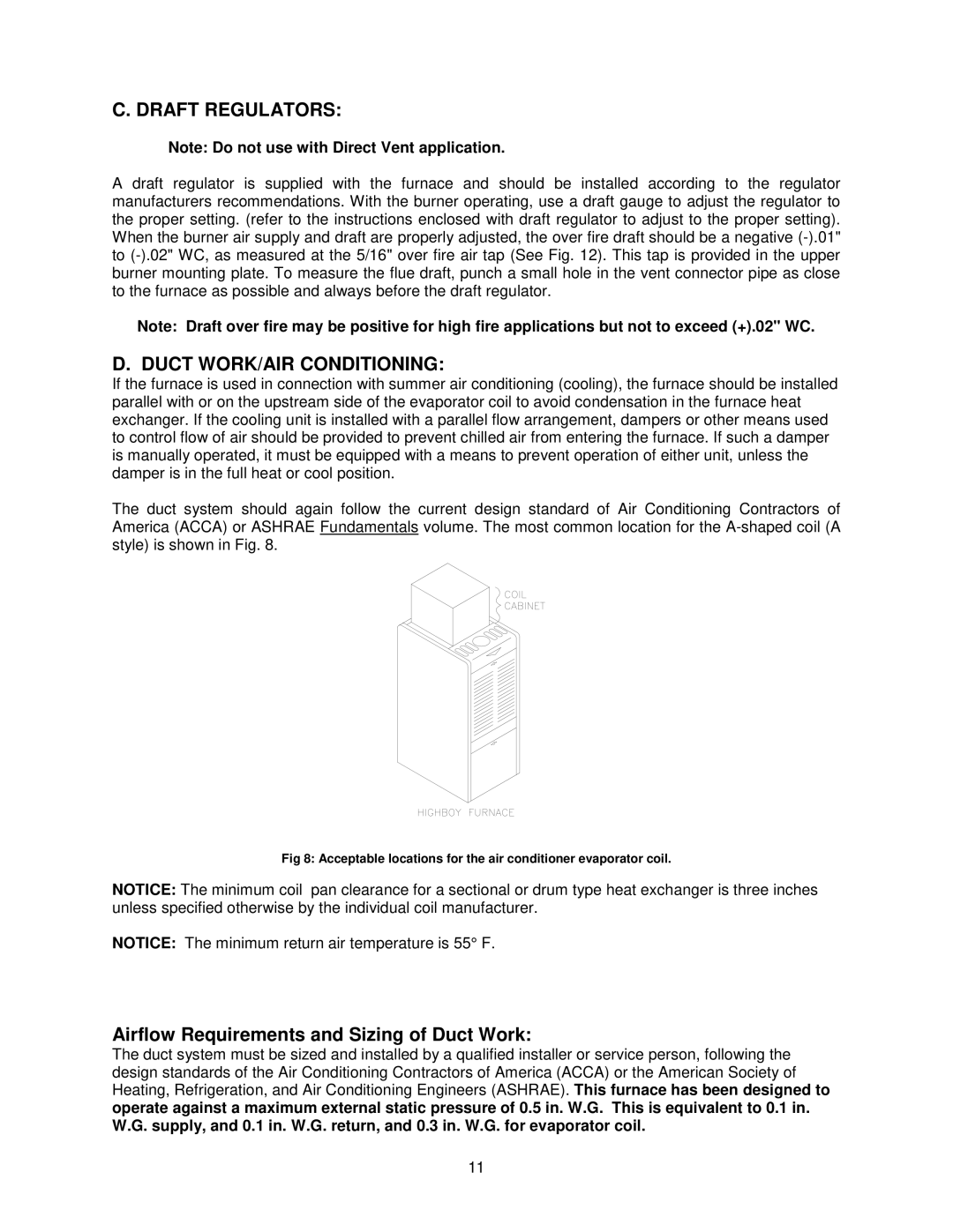 Thermo Products OH6FA072D48N Draft Regulators, Duct WORK/AIR Conditioning, Airflow Requirements and Sizing of Duct Work 