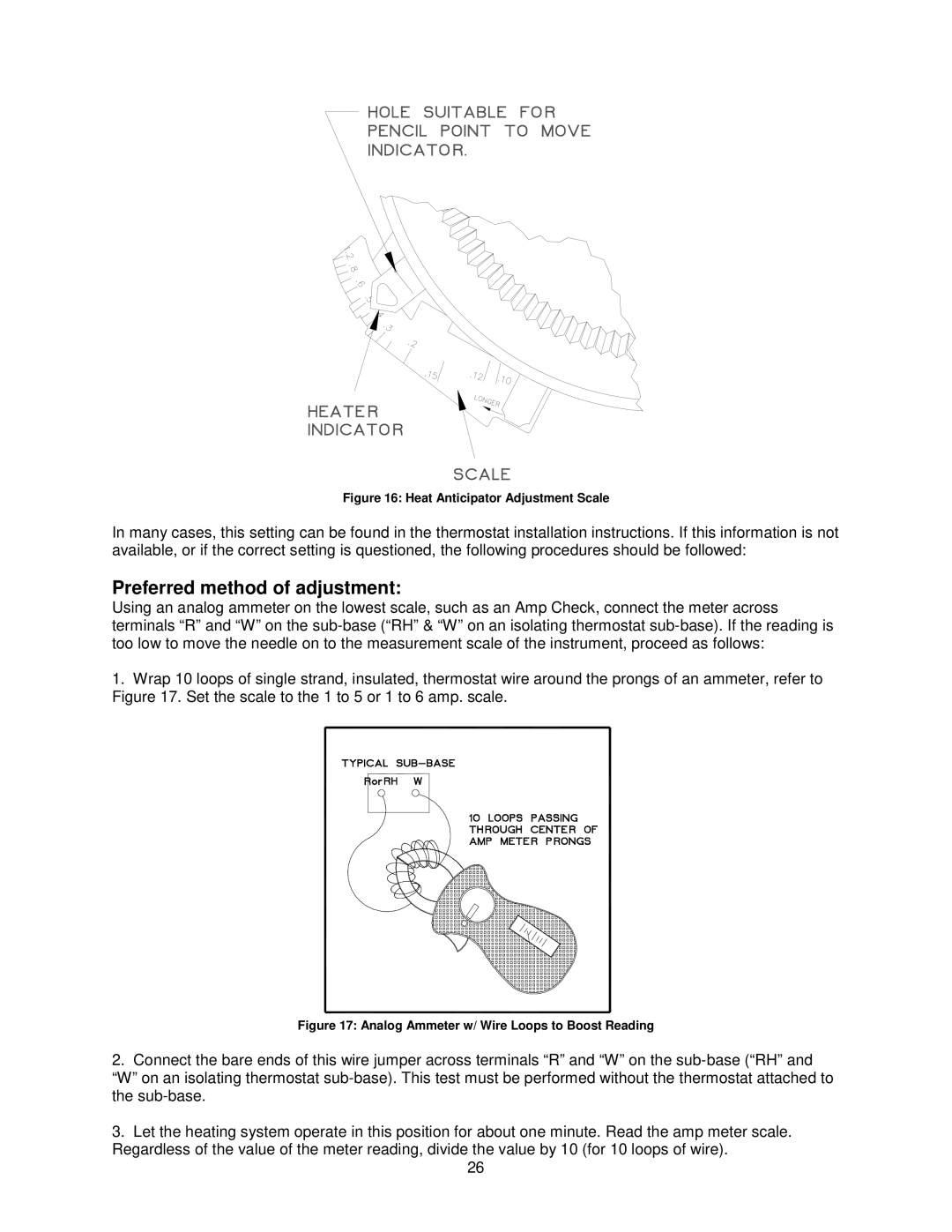 Thermo Products OH8FA119DV5B, OH8FA119DV5R, OH8FA119D60R Preferred method of adjustment, Heat Anticipator Adjustment Scale 