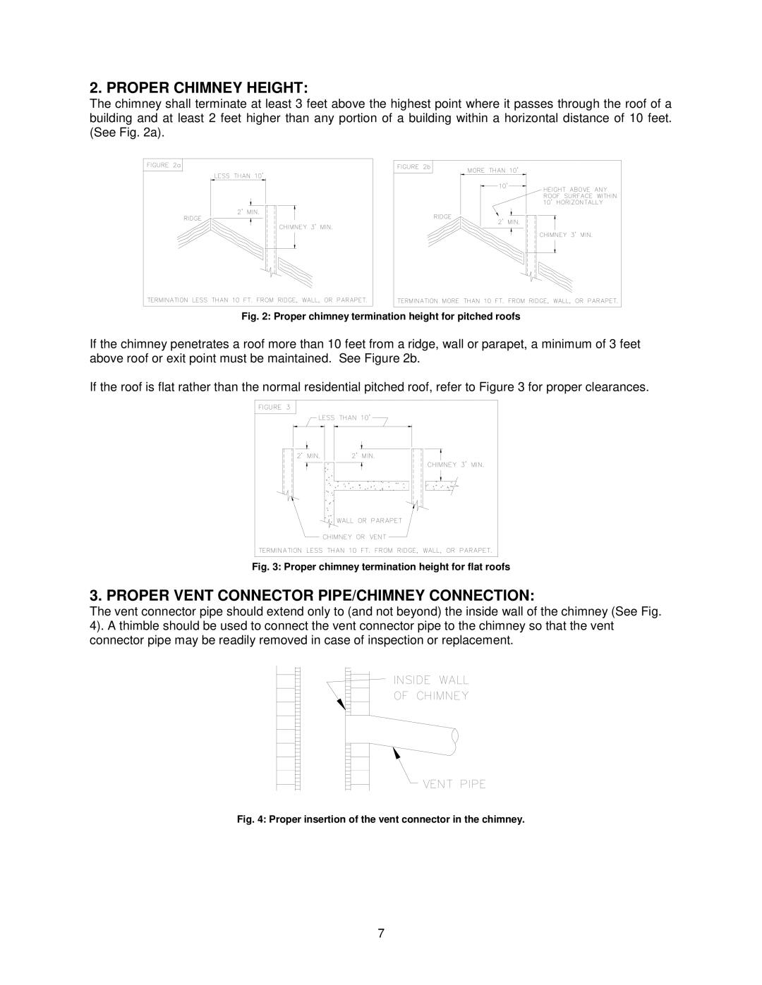 Thermo Products OHFA199DV5B, OHFA199DV5R Proper Chimney Height, Proper Vent Connector PIPE/CHIMNEY Connection 