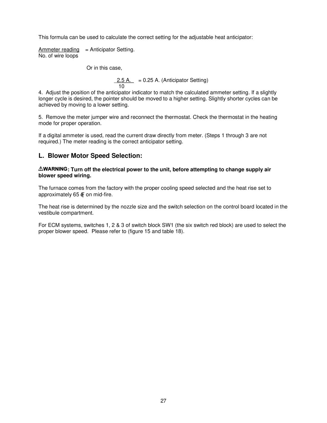 Thermo Products OHFA199DV5B, OHFA199DV5R operation manual Blower Motor Speed Selection 