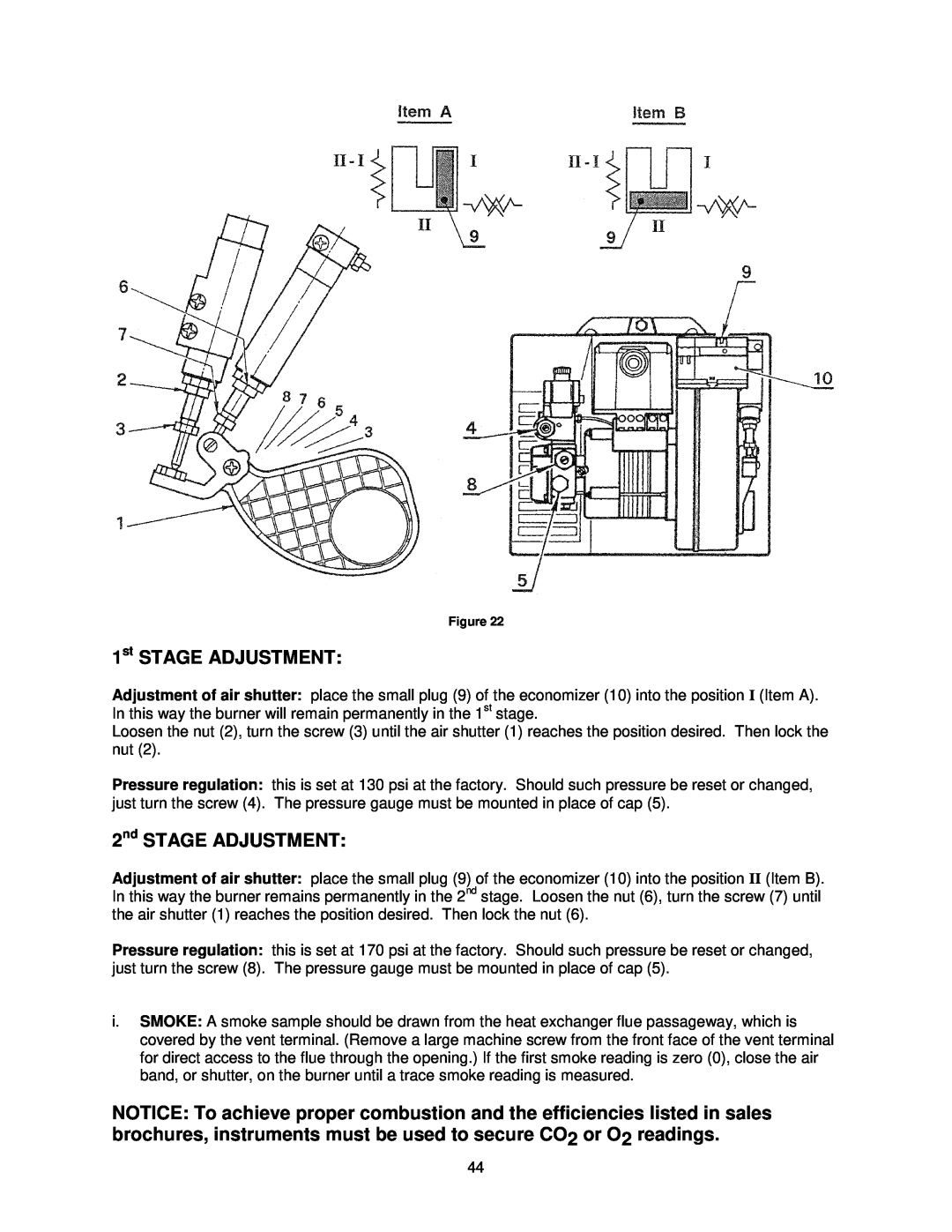 Thermo Products OHFA199DV5R, OHFA199DV5B operation manual 1st STAGE ADJUSTMENT, 2nd STAGE ADJUSTMENT 
