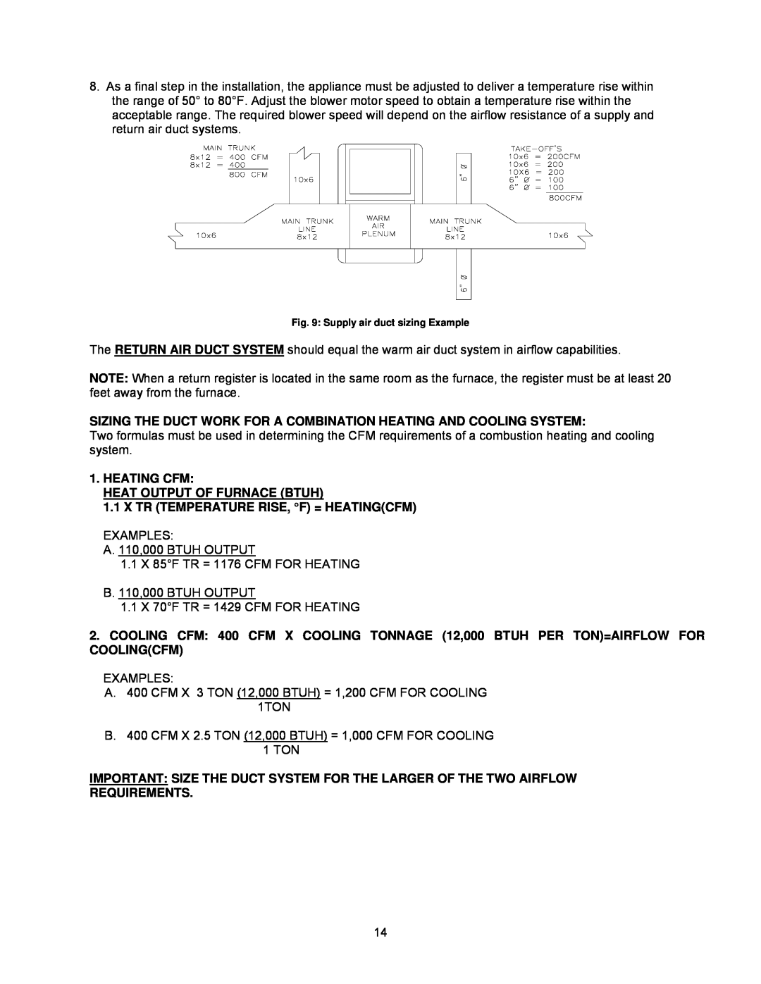 Thermo Products OL6FX072DV5(R) Heating Cfm Heat Output Of Furnace Btuh, X Tr Temperature Rise, F = Heatingcfm 