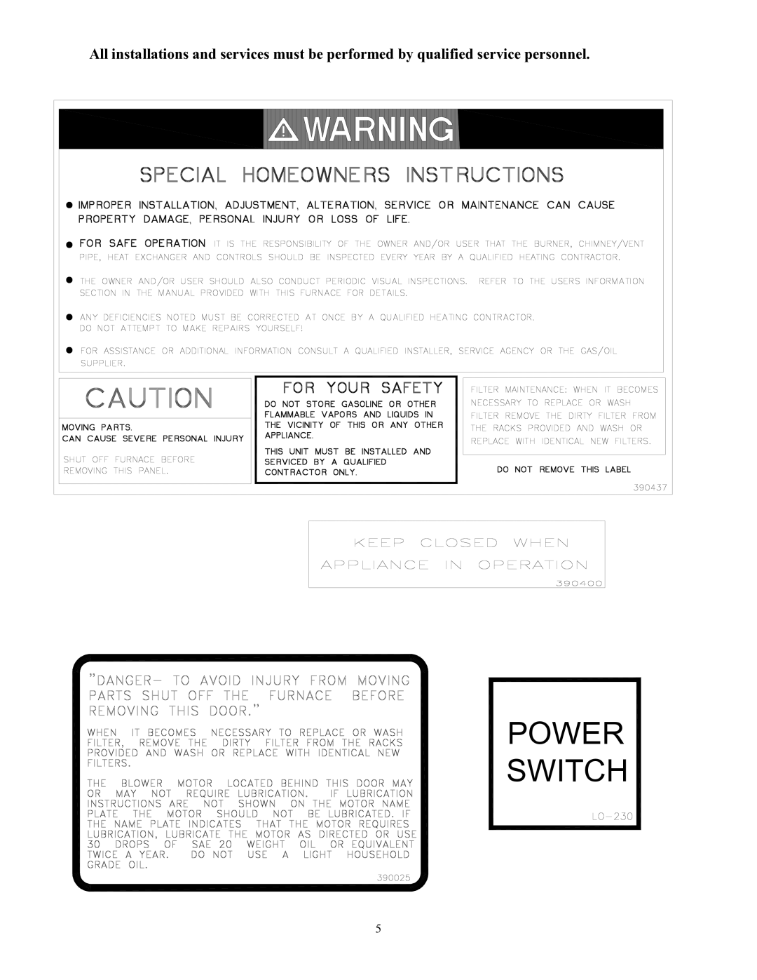 Thermo Products OMC-70, GMC-85 service manual Power Switch 