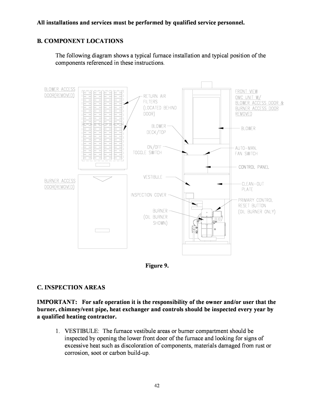 Thermo Products GMC-85, OMC-70 service manual B. Component Locations, Figure C. INSPECTION AREAS 
