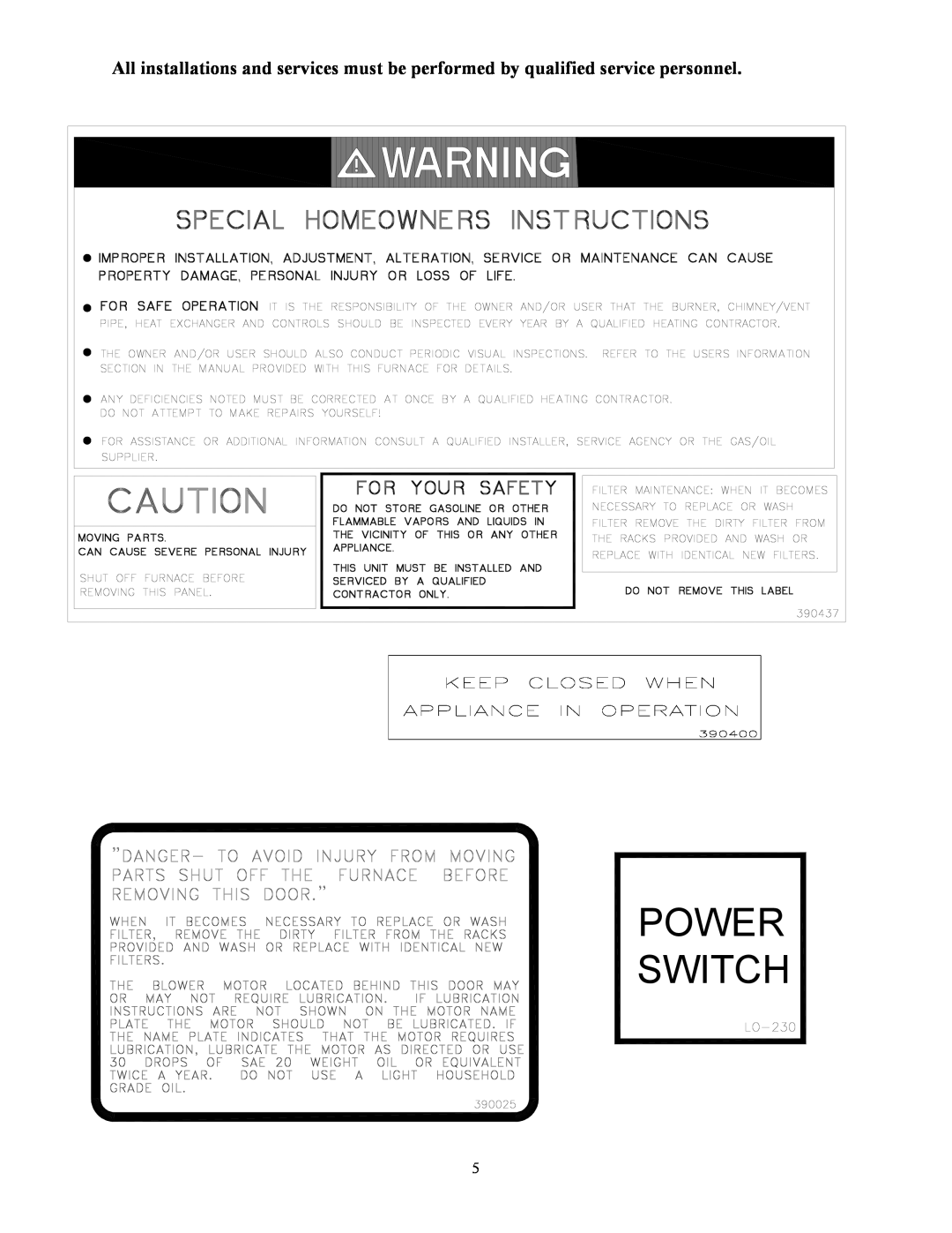 Thermo Products OMC-70, GMC-85 service manual Power Switch 