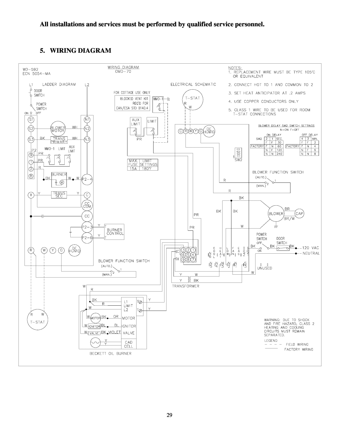 Thermo Products omd-70 service manual Wiring Diagram 