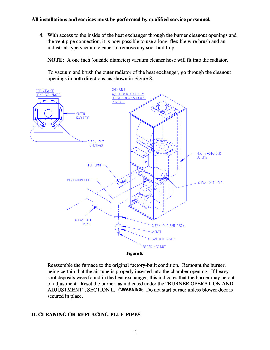 Thermo Products omd-70 service manual D. Cleaning Or Replacing Flue Pipes 