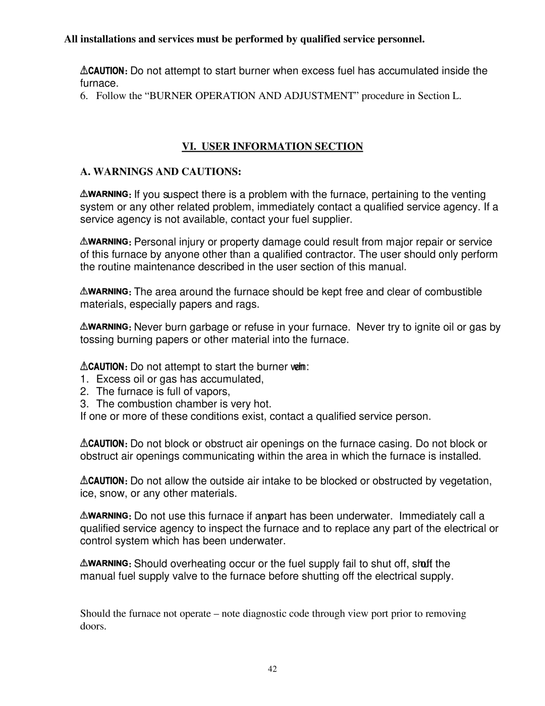 Thermo Products ome-72d36 service manual VI. User Information Section 