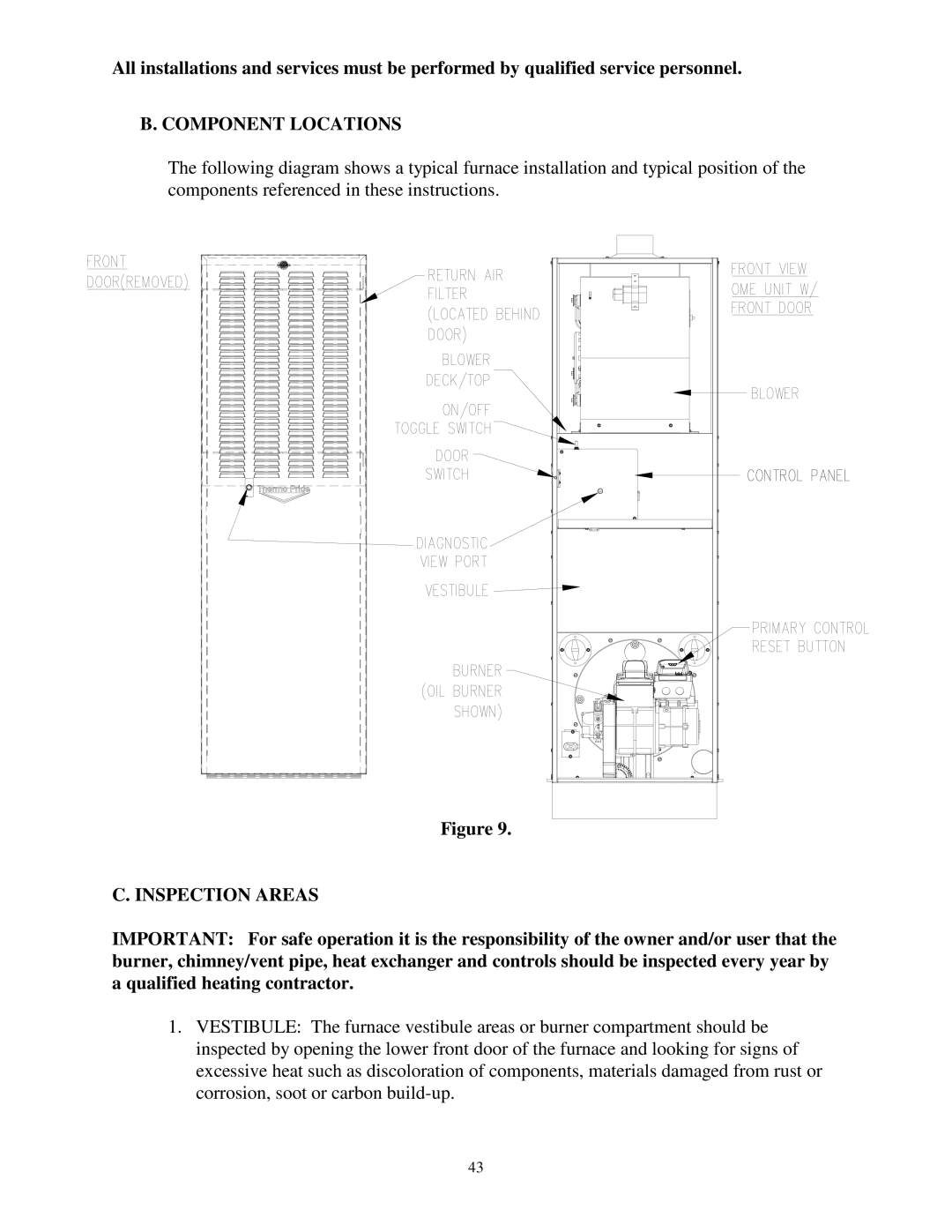 Thermo Products ome-72d36 service manual Component Locations, Inspection Areas 