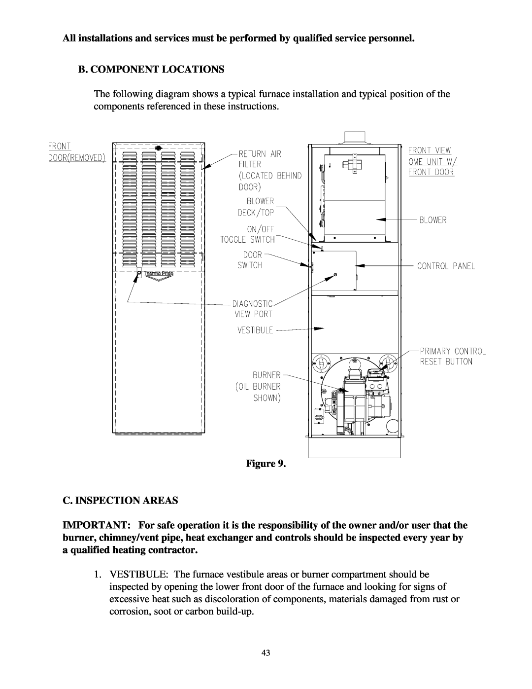 Thermo Products ome-72d36 service manual B. Component Locations, Figure C. INSPECTION AREAS 