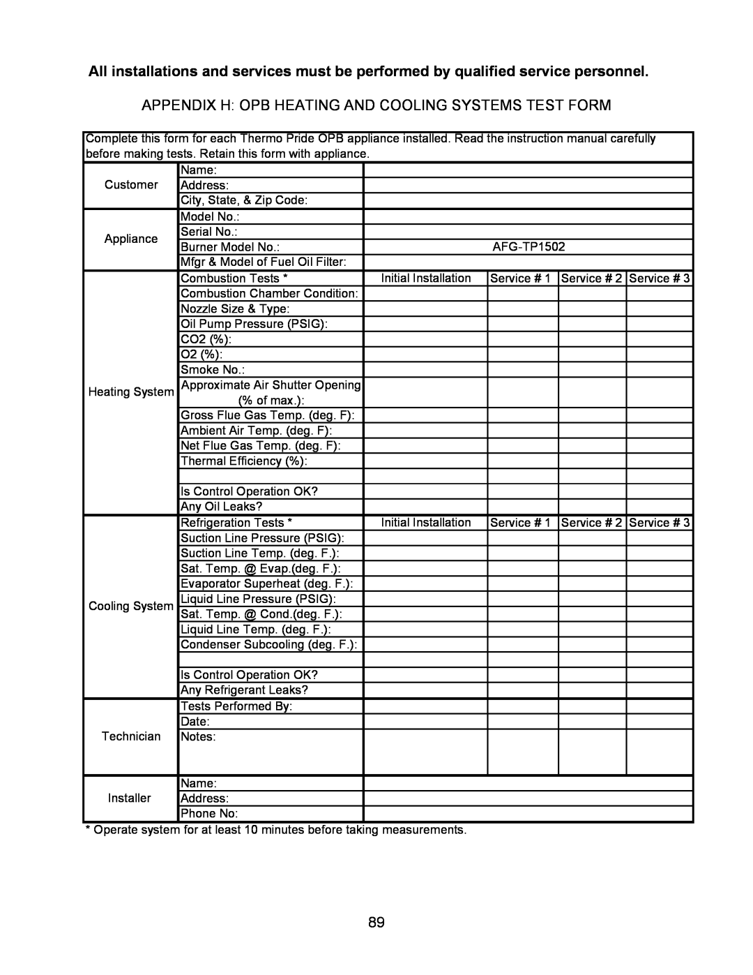 Thermo Products OPB (24, 36)- 80, 30 service manual 