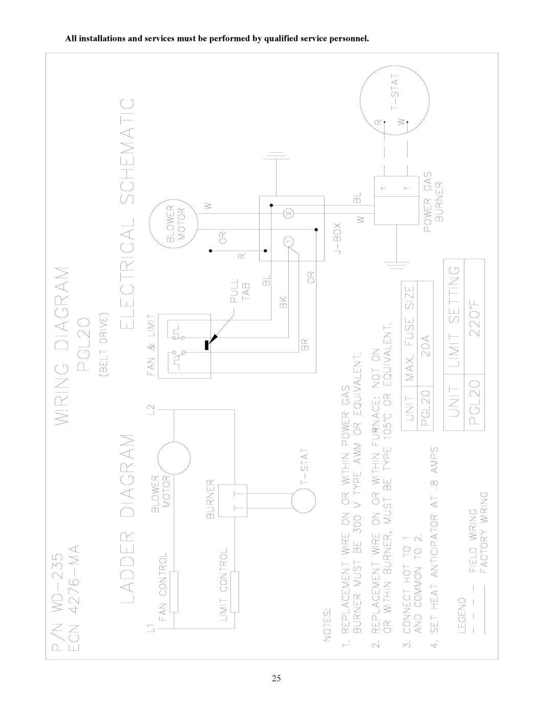 Thermo Products PGL33-250, PGT16-160, PGT5-100, PGL20-180, PGT11-125, PGL37-312, PGL39-400 service manual 