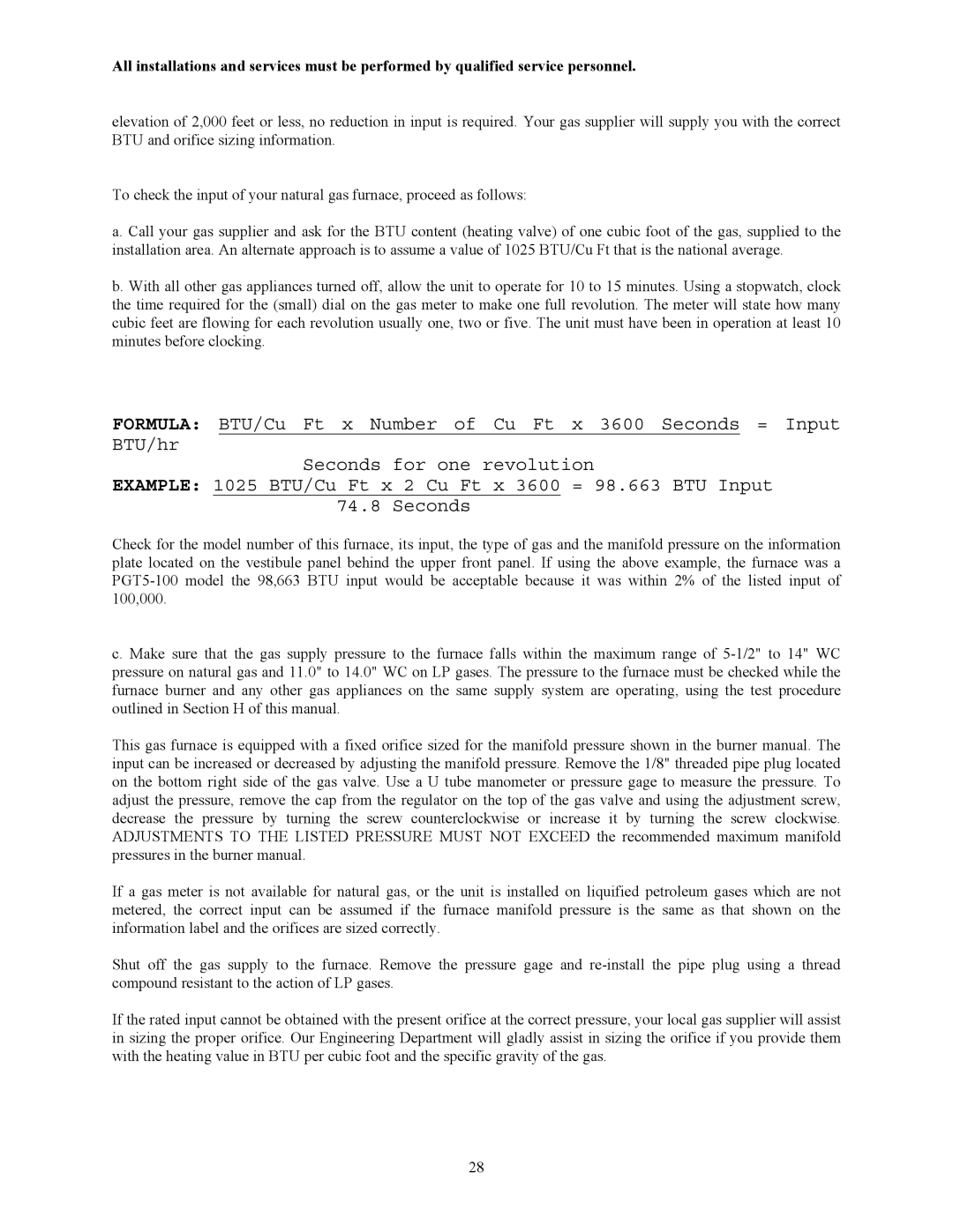 Thermo Products PGL20-180, PGT16-160, PGT5-100, PGT11-125, PGL37-312, PGL39-400, PGL33-250 service manual 