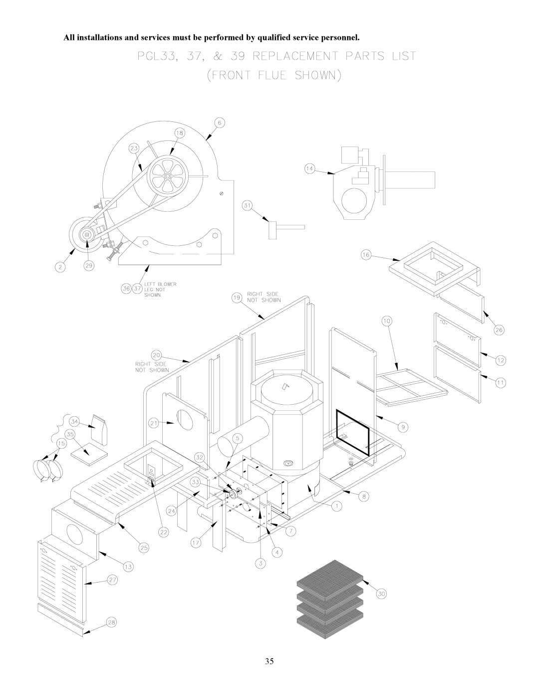 Thermo Products PGL20-180, PGT16-160, PGT5-100, PGT11-125, PGL37-312, PGL39-400, PGL33-250 service manual 