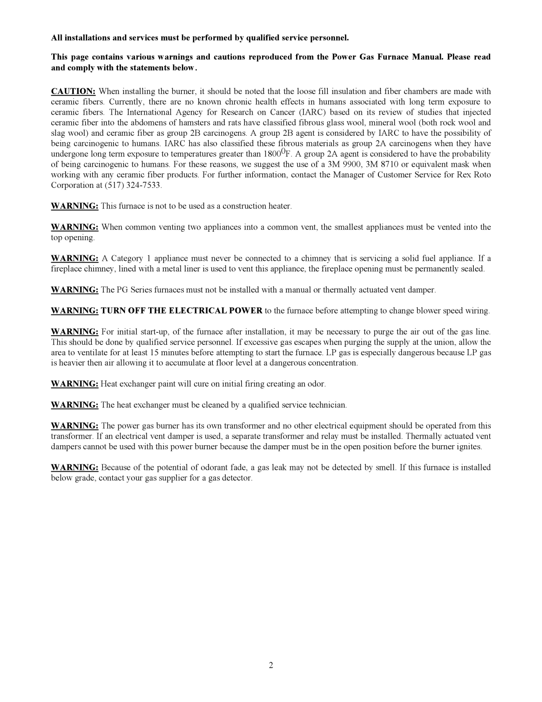 Thermo Products PGL37-312, PGT16-160, PGT5-100, PGL20-180, PGT11-125, PGL39-400, PGL33-250 service manual 