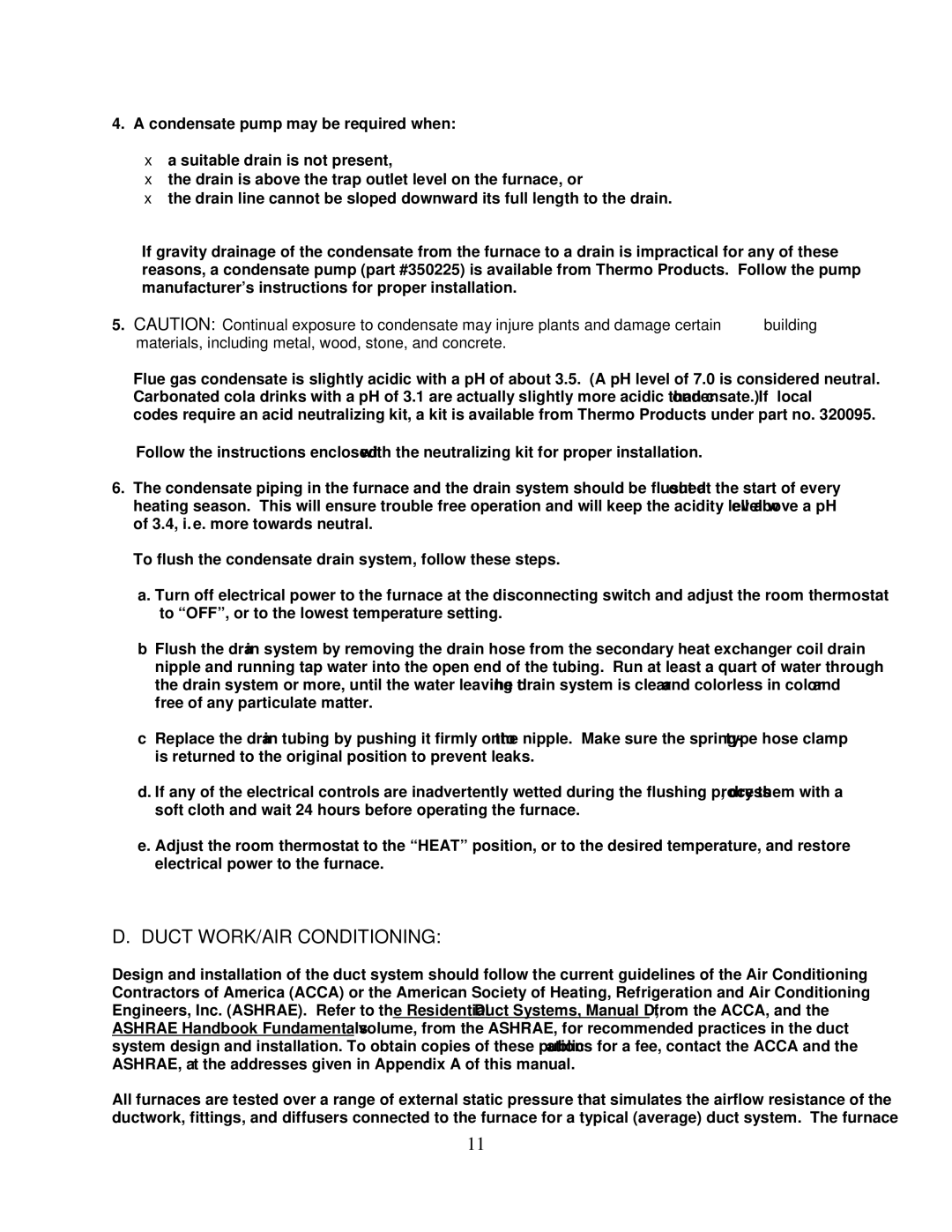 Thermo Products PHCFA072DV4R operation manual Duct WORK/AIR Conditioning 