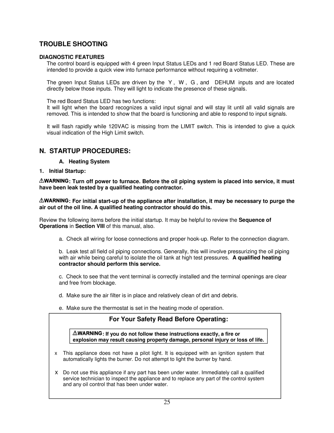 Thermo Products PHCFA072DV4R operation manual Trouble Shooting, Startup Procedures, Diagnostic Features 