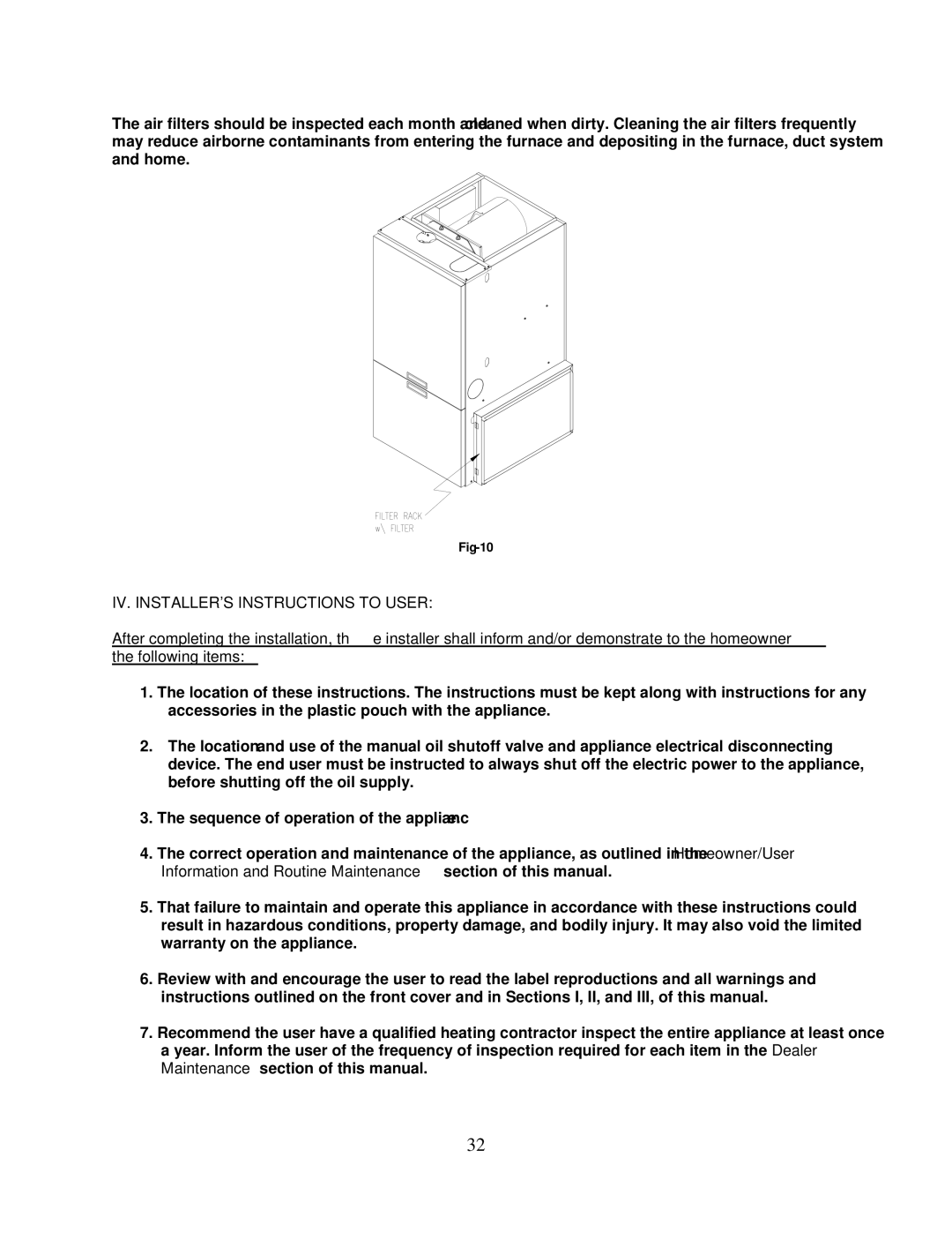 Thermo Products PHCFA072DV4R operation manual IV. Installers Instructions to User 