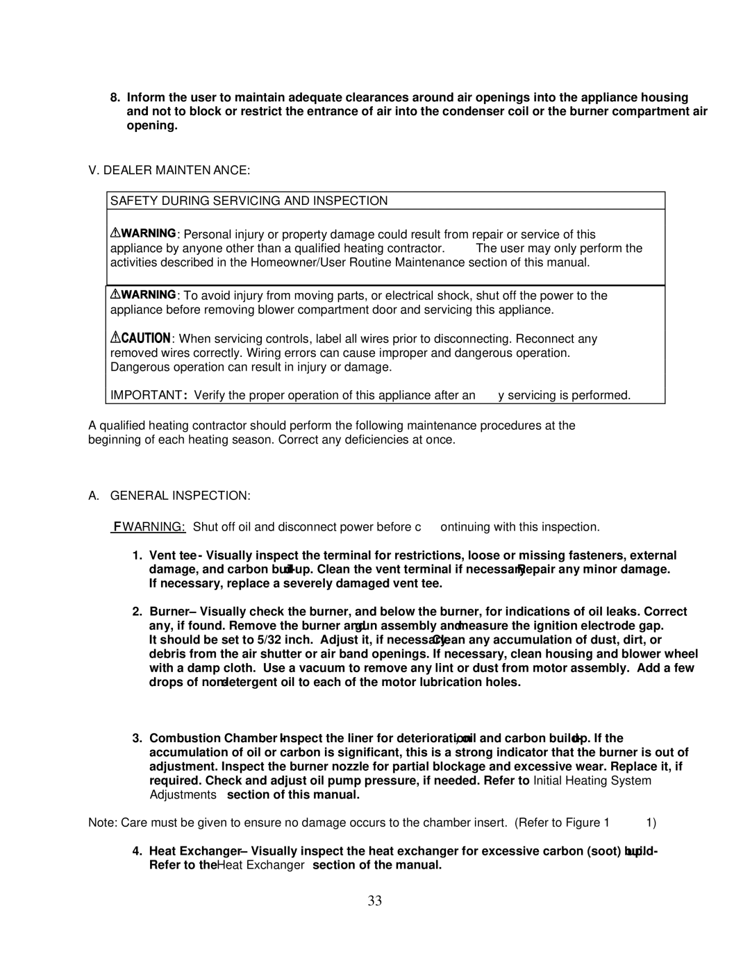 Thermo Products PHCFA072DV4R operation manual Dealer Maintenance Safety During Servicing and Inspection, General Inspection 