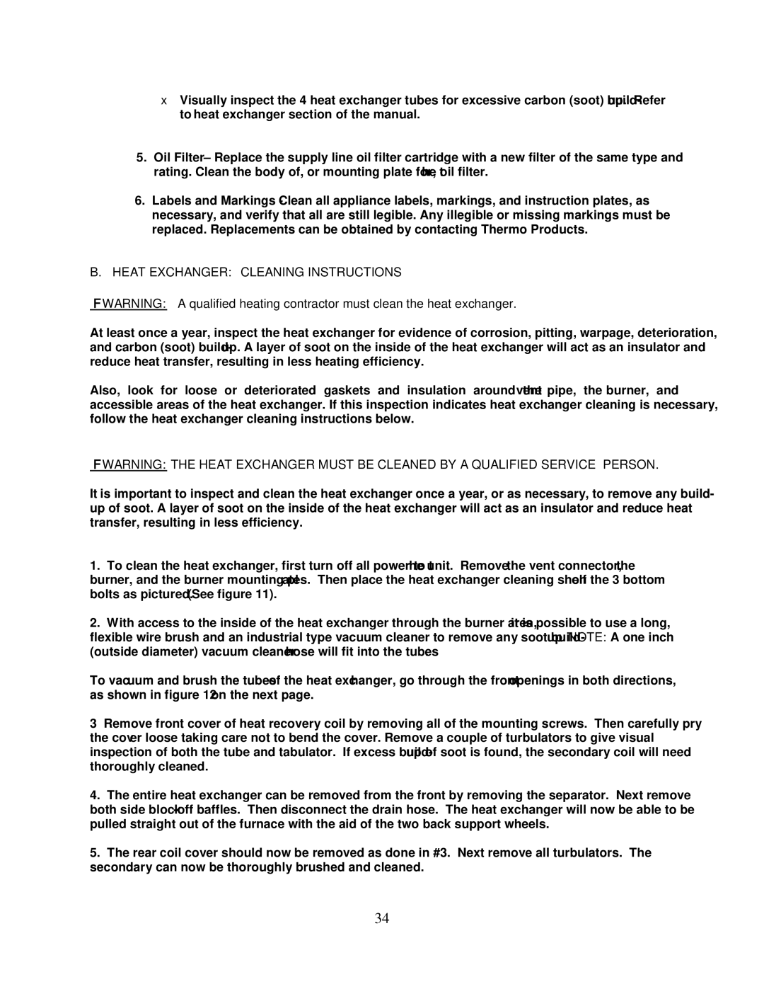 Thermo Products PHCFA072DV4R operation manual Heat Exchanger Cleaning Instructions 