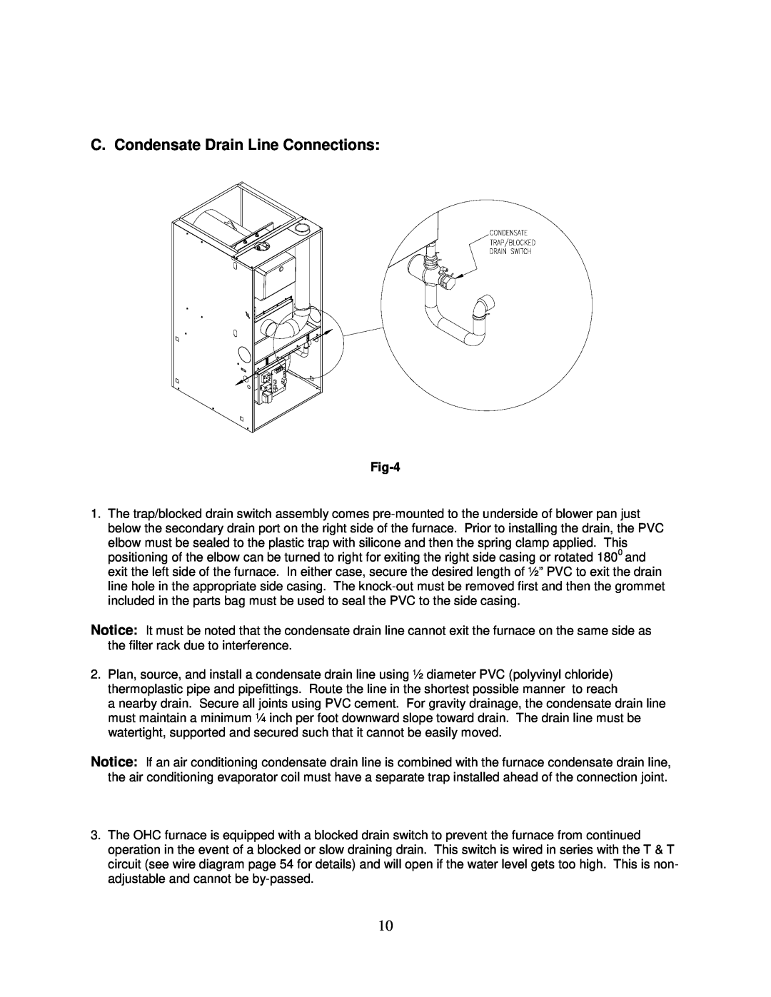 Thermo Products PHCFA072DV4R operation manual C. Condensate Drain Line Connections, Fig-4 