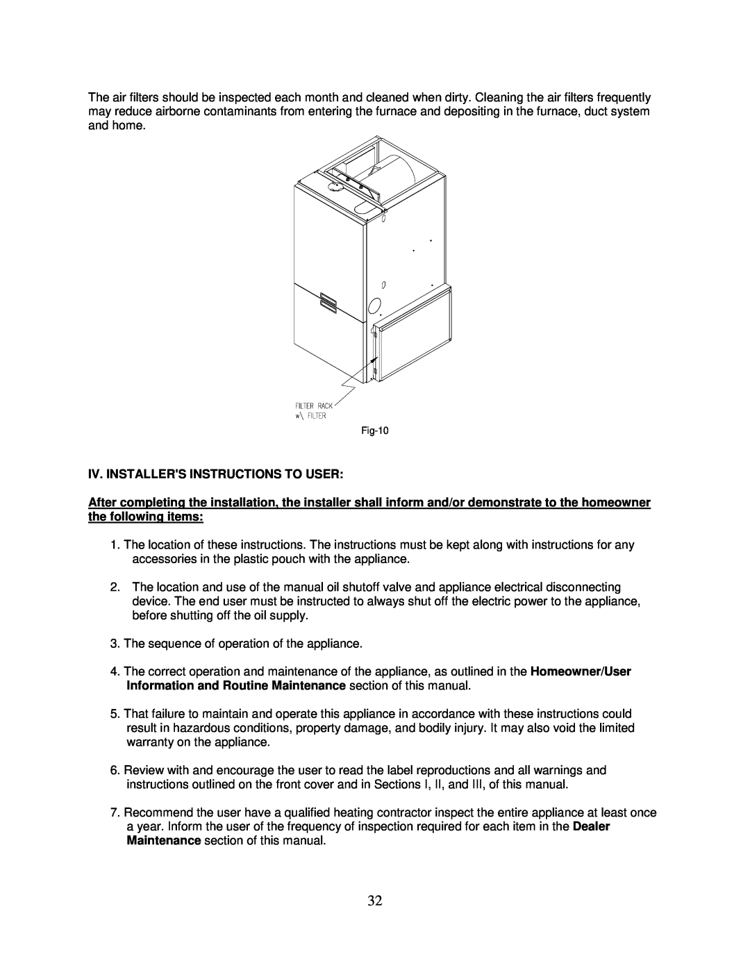 Thermo Products PHCFA072DV4R operation manual Iv. Installers Instructions To User 