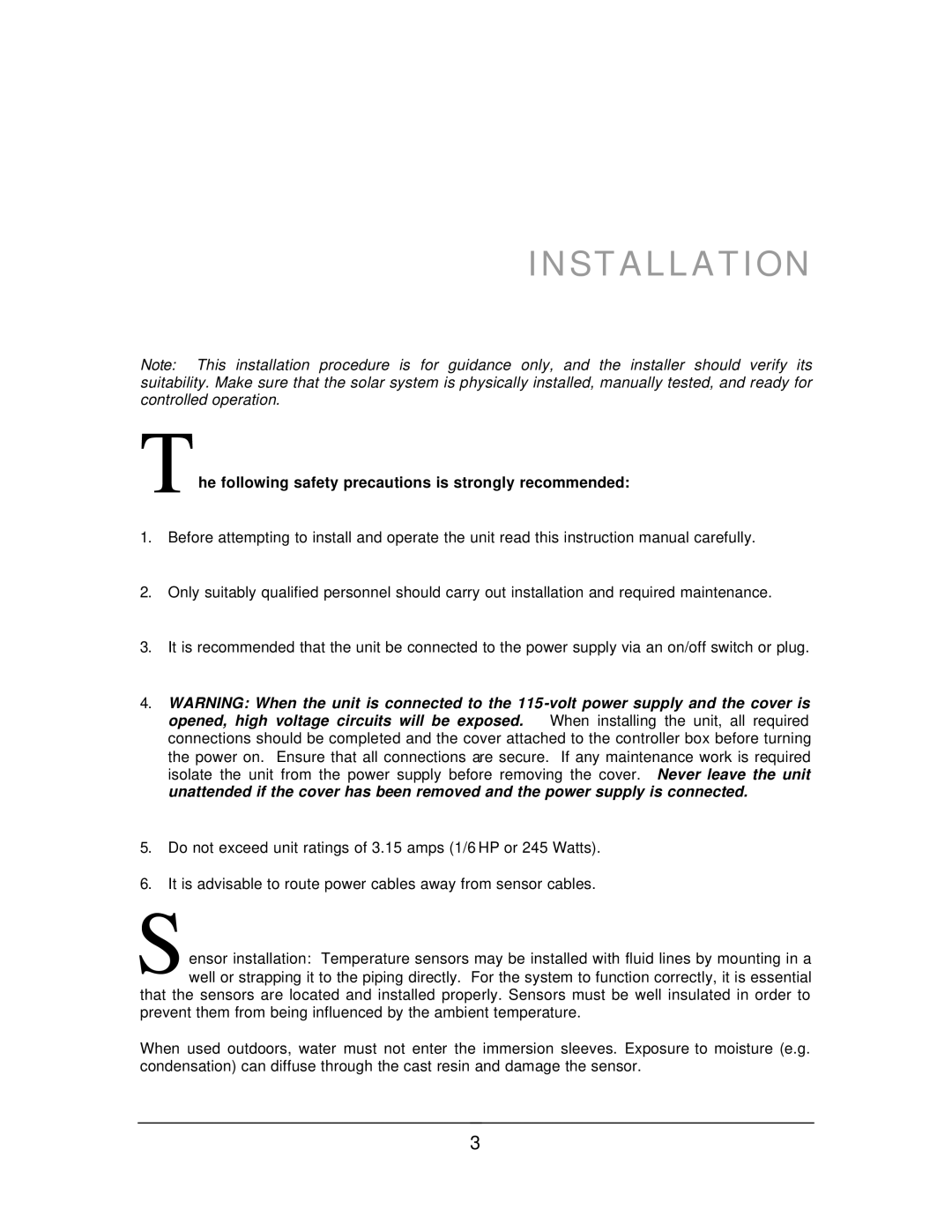 Thermo Products USDT 2004B manual Installation, Following safety precautions is strongly recommended 