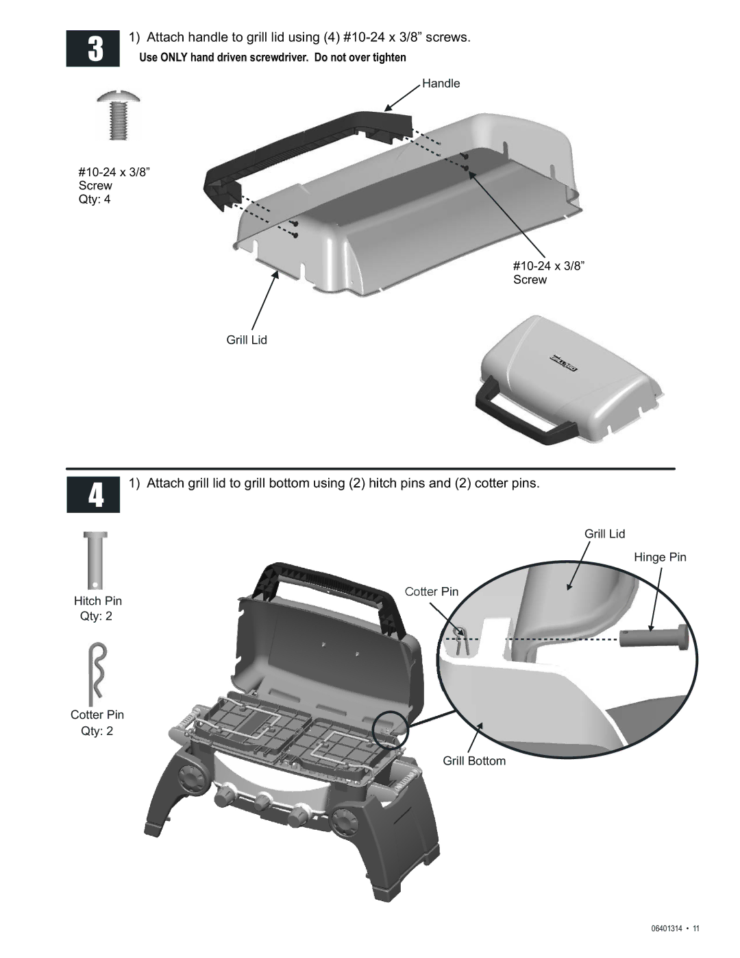 Thermos 06401314 manual Handle #10-24 x 3/8 Screw Qty Grill Lid 