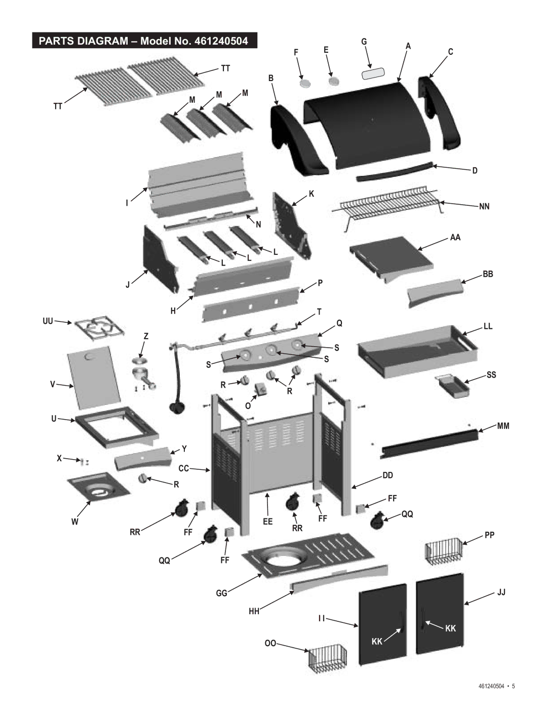 Thermos 461240504 manual Parts Diagram Model No 