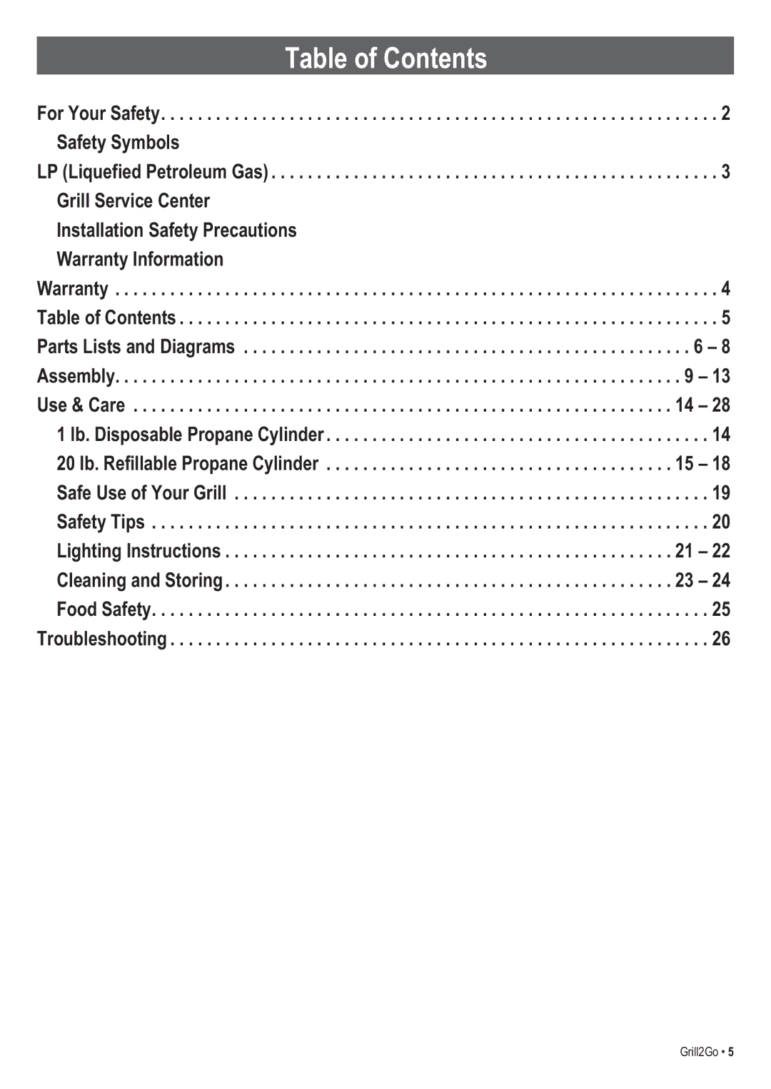 Thermos 465621303, 465611003 manual Table of Contents 