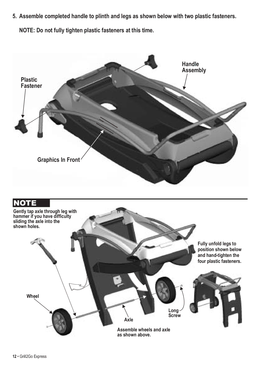 Thermos 465630503 manual Long Screw Axle Assemble wheels and axle as shown above 