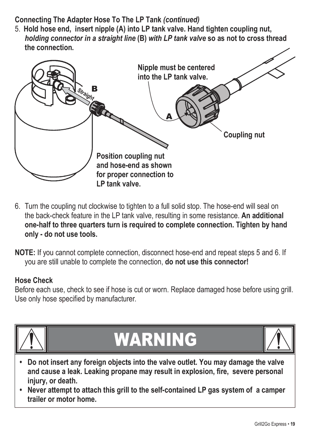 Thermos 465630503 manual Hose Check 