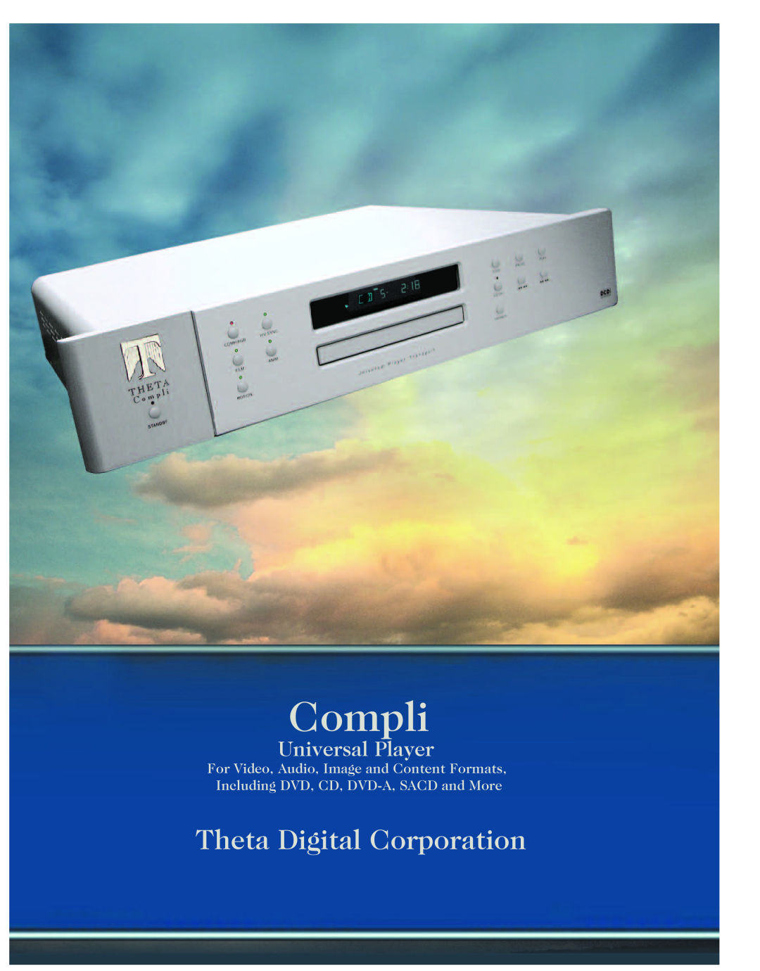 Theta Digital Compli manual Theta Digital Corporation, Universal Player 