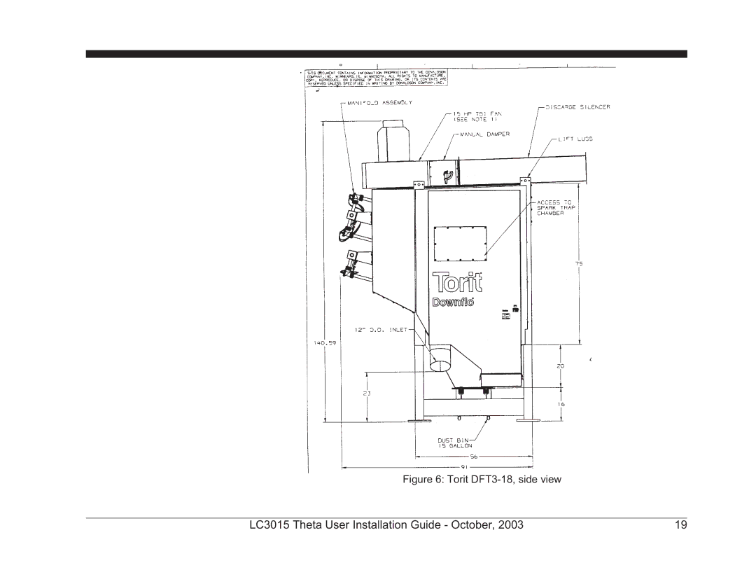 Theta Digital LC3015-2 manual Torit DFT3-18, side view 