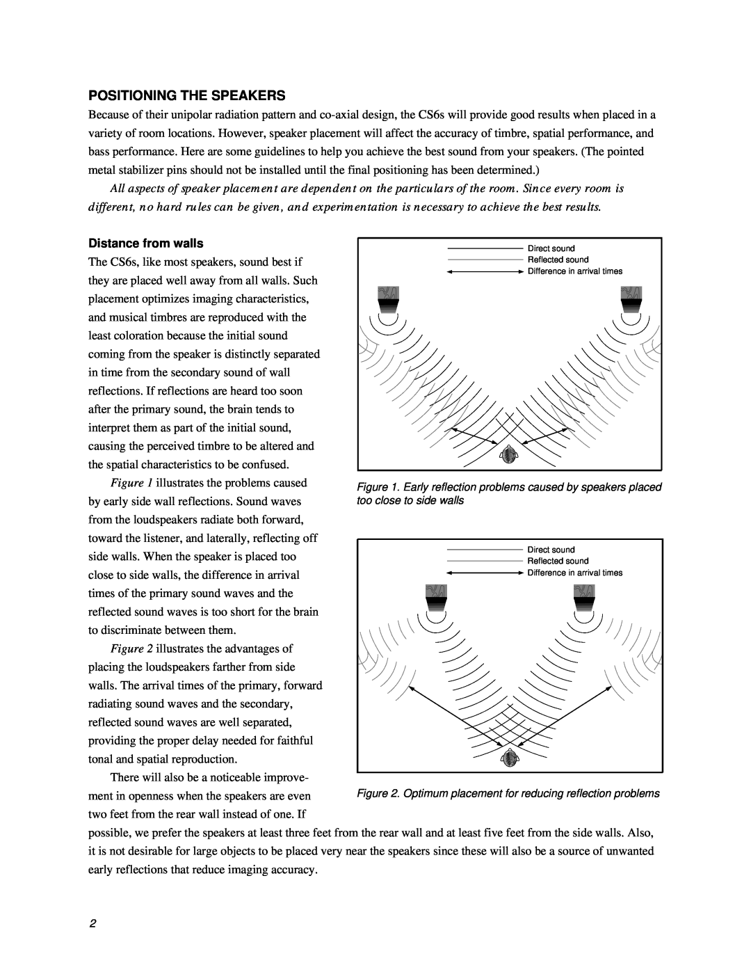 Thiel Audio Products CS6 manual Positioning The Speakers, Distance from walls 
