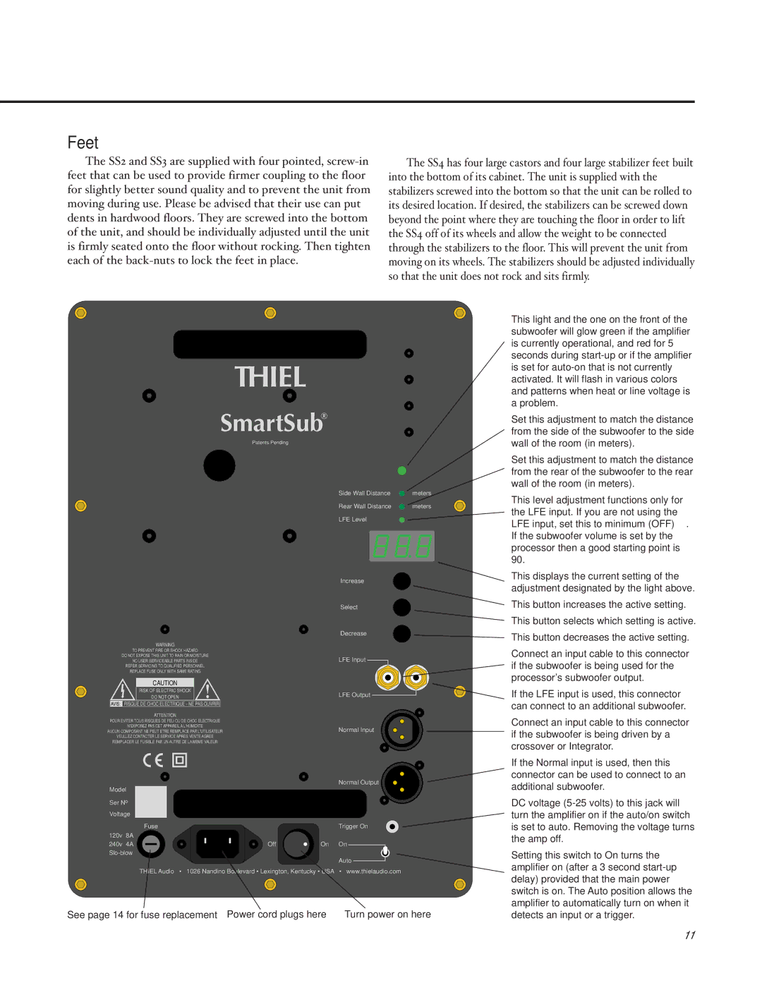 Thiel Audio Products SS3, SS4, SW1 manual Thiel 