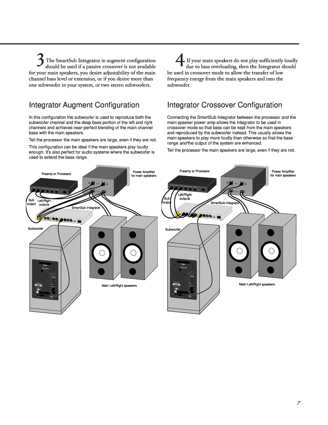 Thiel Audio Products SW1, SS4, SS3 manual Integrator Augment Configuration, Integrator Crossover Configuration 