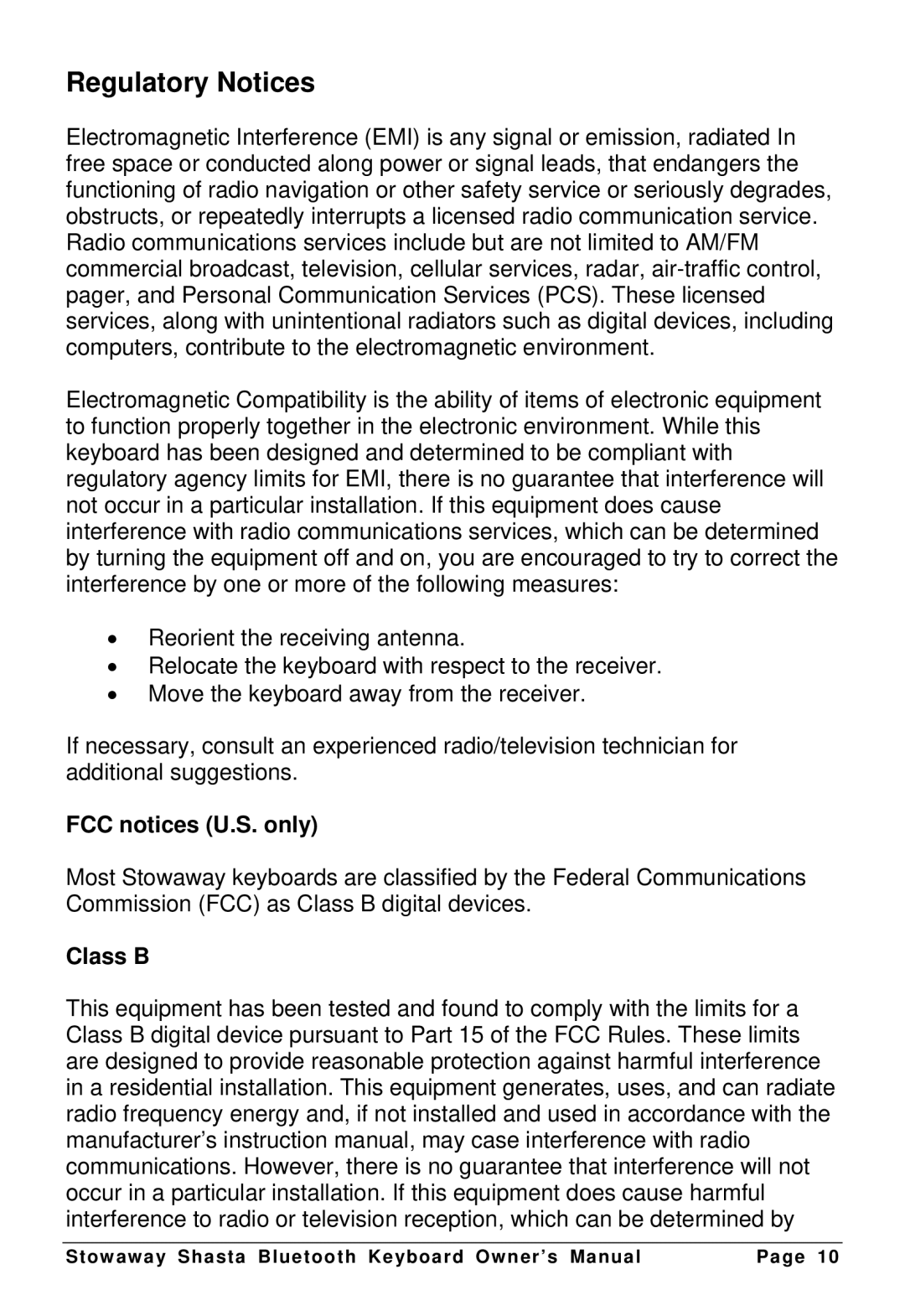 Think Outside G981 owner manual Regulatory Notices, FCC notices U.S. only, Class B 