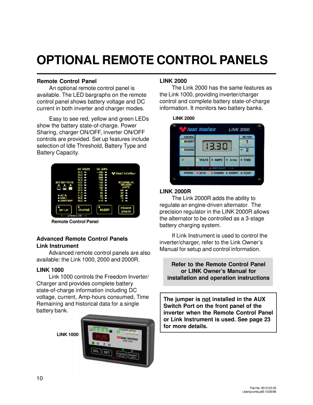 Thomas & Betts 20D, 15D owner manual Advanced Remote Control Panels Link Instrument, Link 2000R 