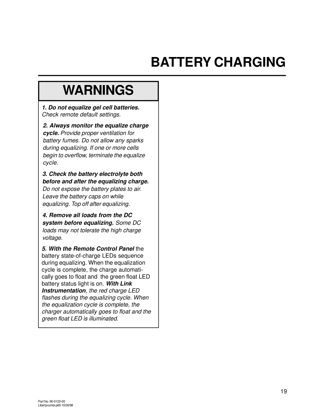 Thomas & Betts 20D, 15D owner manual Battery Charging 