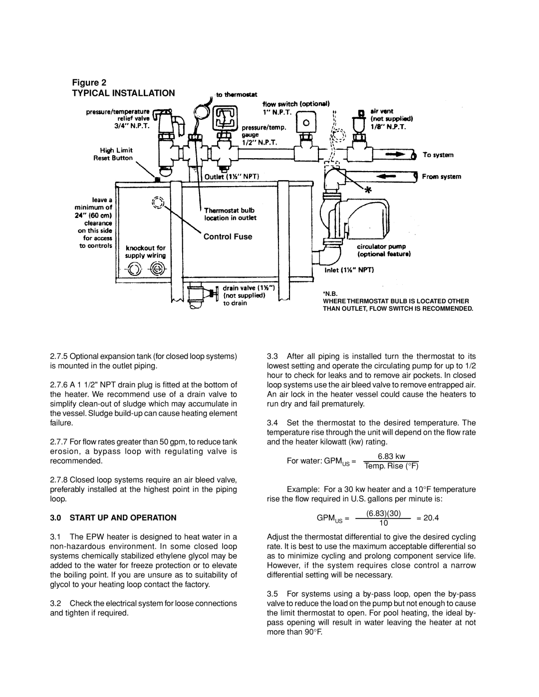 Thomas & Betts EPW dimensions Typical Installation, Start UP and Operation 