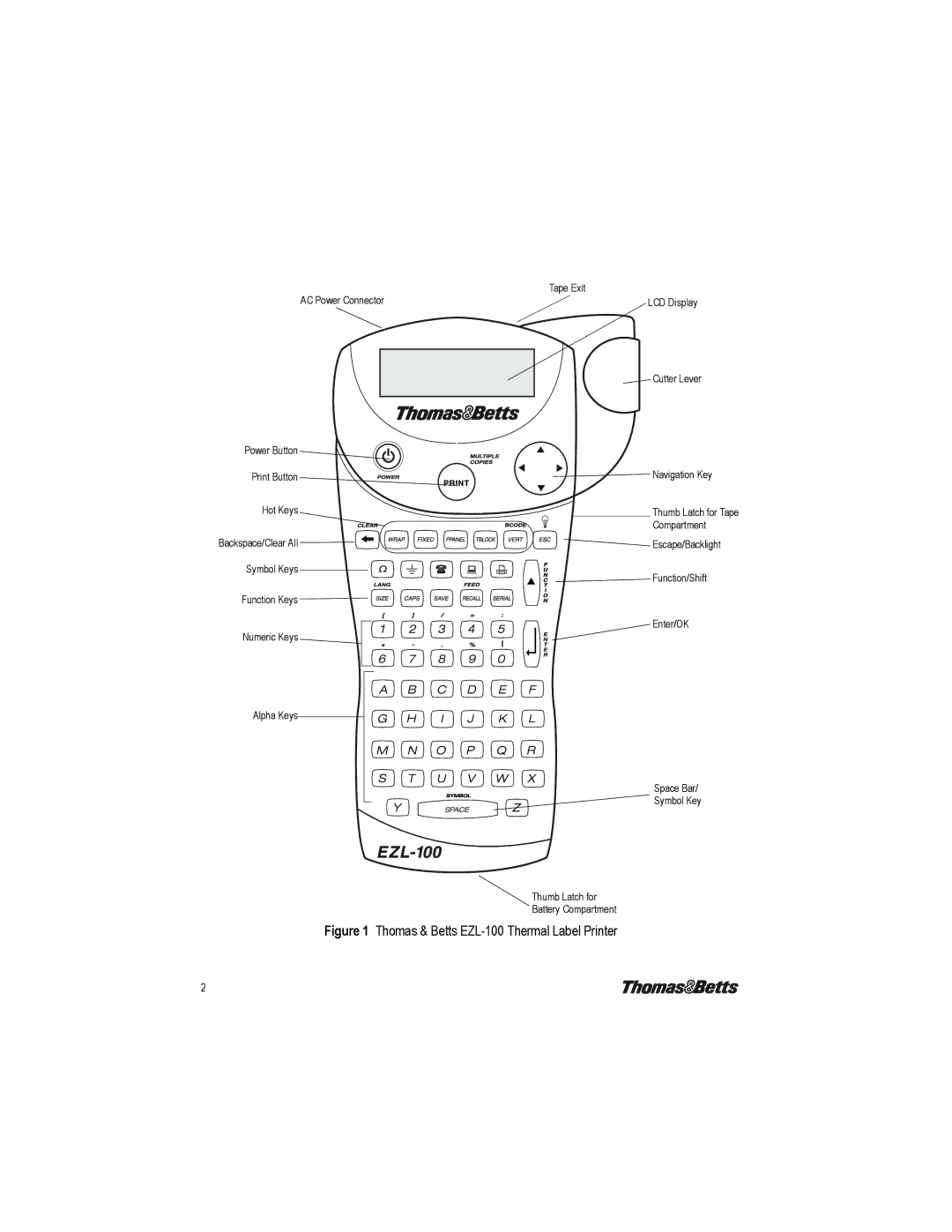 Thomas & Betts manual Thomas & Betts EZL-100 Thermal Label Printer 