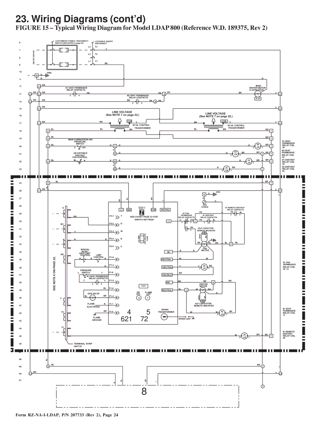 Thomas & Betts LDAP 1200 warranty Wiring Diagrams cont’d, Above control wiring is 