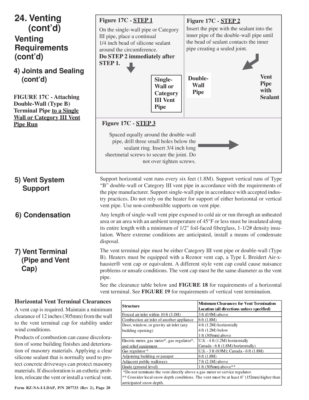 Thomas & Betts LDAP 1200 warranty Venting cont’d, Venting Requirements cont’d, Joints and Sealing cont’d 