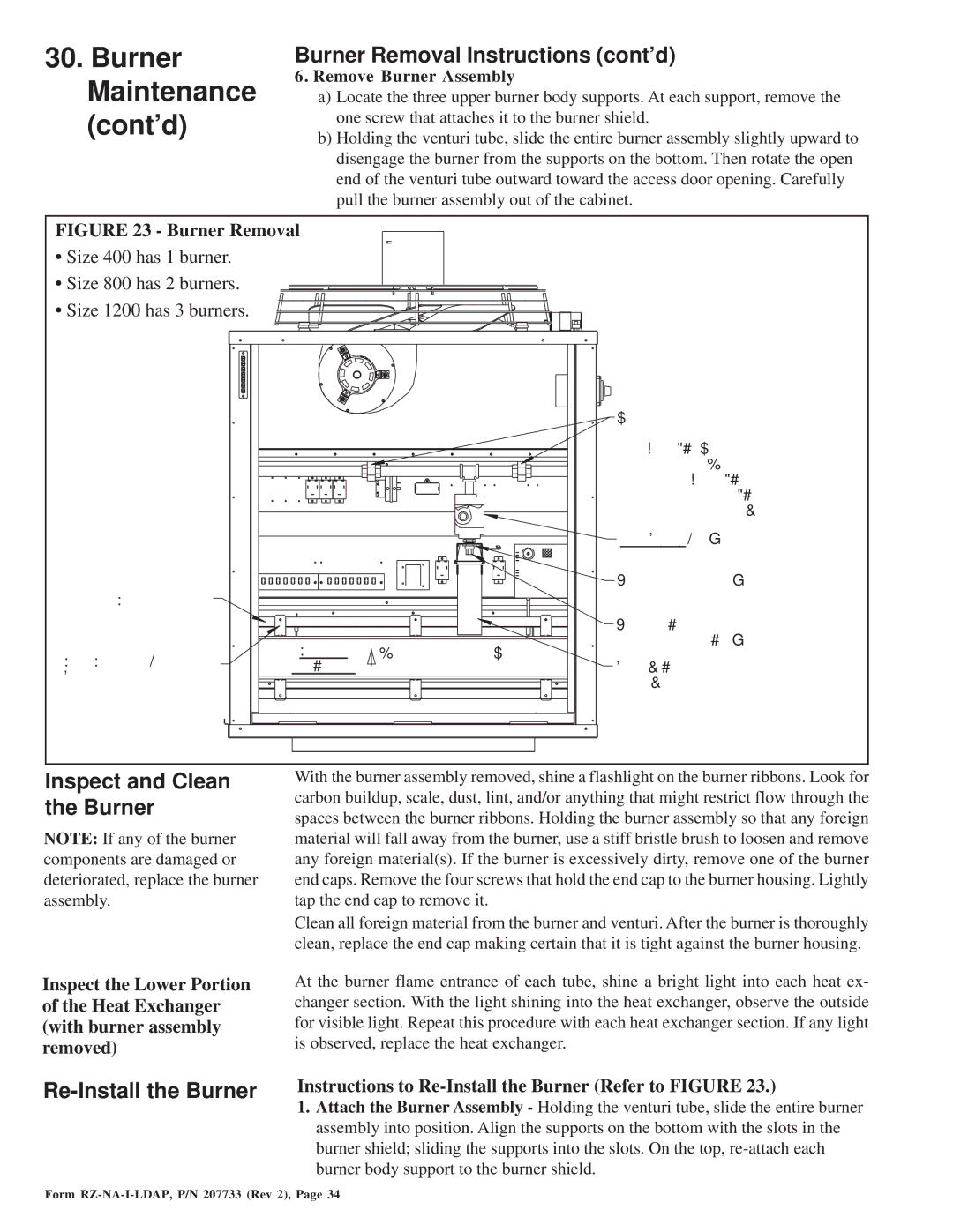 Thomas & Betts LDAP 1200 Burner Maintenance cont’d, Burner Removal Instructions cont’d, Inspect and Clean the Burner 