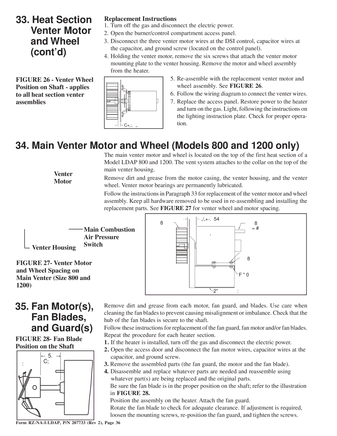 Thomas & Betts LDAP 1200 Heat Section Venter Motor and Wheel cont’d, Main Venter Motor and Wheel Models 800 and 1200 only 