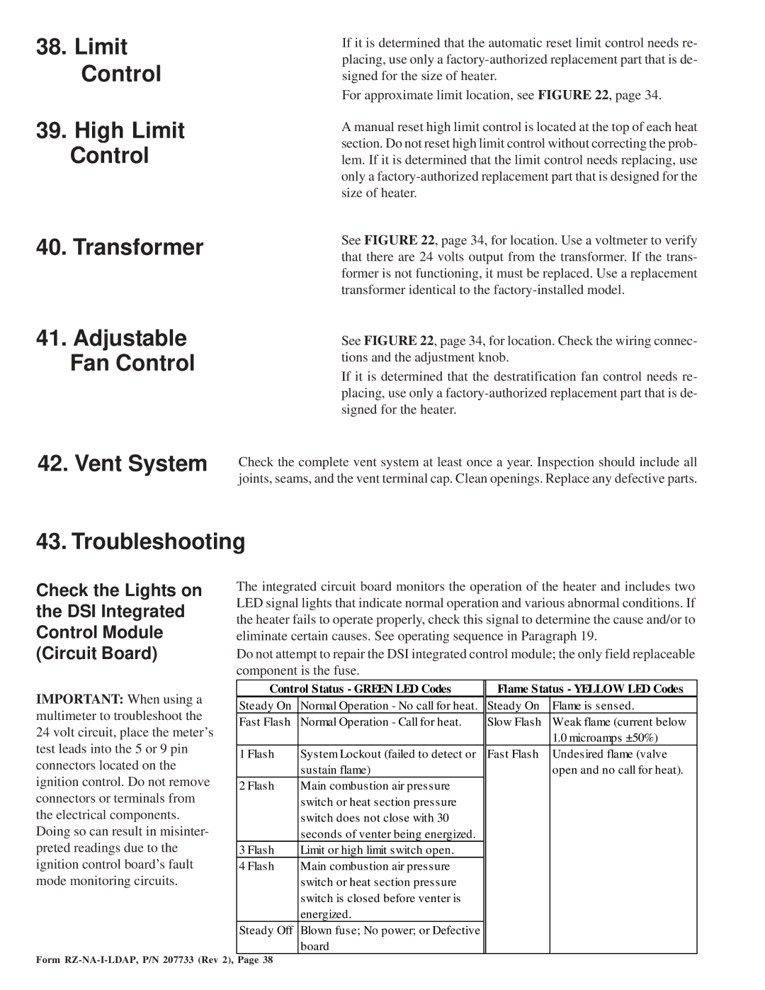 Thomas & Betts LDAP 1200 warranty Vent System, Troubleshooting 