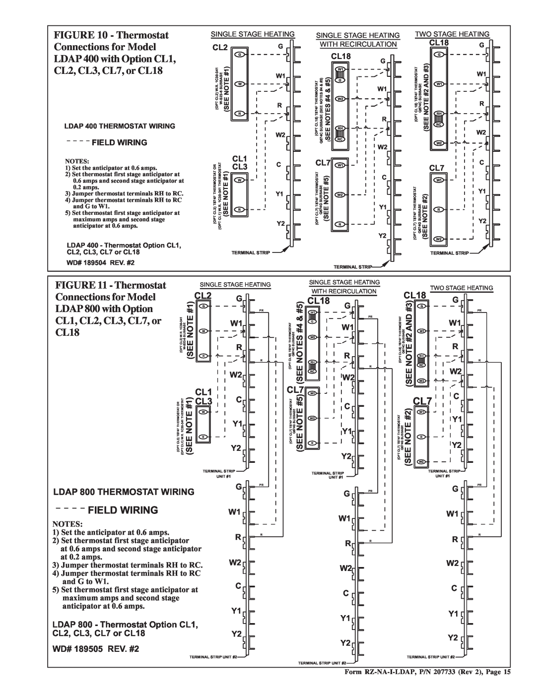 Thomas & Betts LDAP 1200 warranty Field Wiring, CL18 G, LDAP 800 THERMOSTAT WIRING 