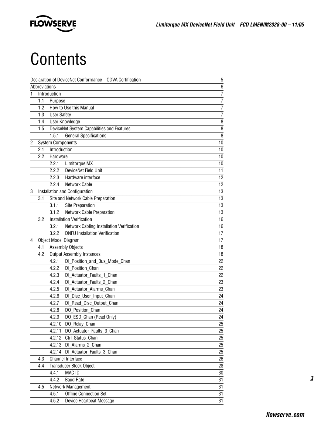 Thomas & Betts Limitorque MX Device Net Field Unit manual Contents 