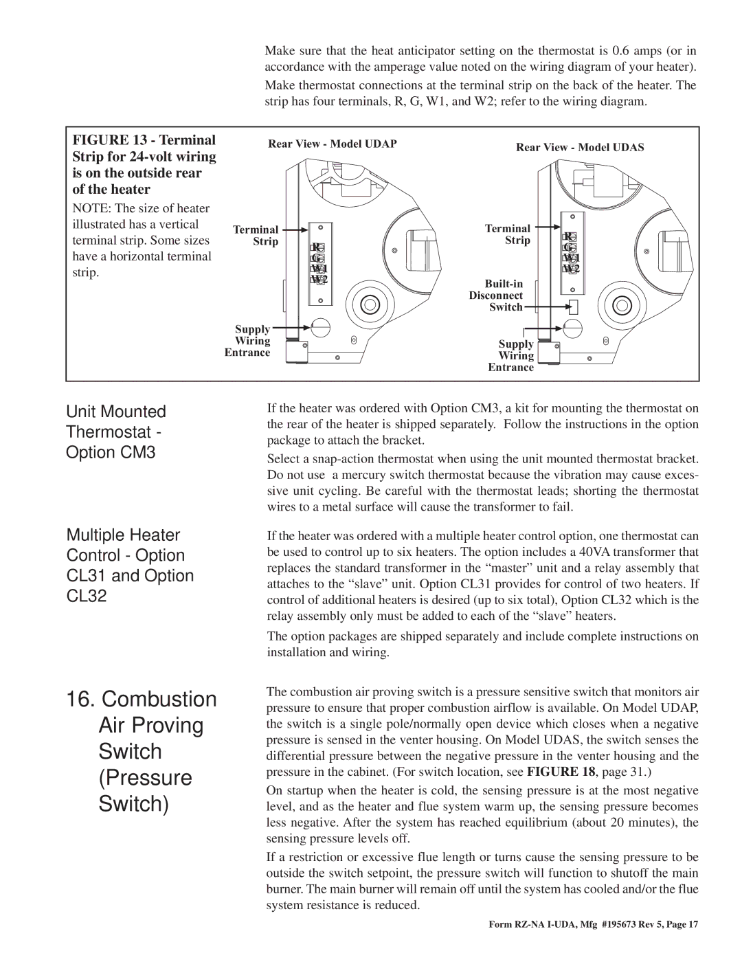 Thomas & Betts UDAP, UDAS dimensions Combustion Air Proving Switch Pressure Switch 